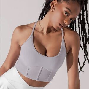 POPFLEX Plié Corset Crop Bralette - Lavender Grey × 1